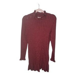 Janie snd Jack Girl Syrah Cable Knit Sweater Dress in Elegant Red/Burgandy.